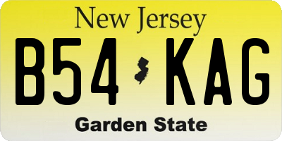 NJ license plate B54KAG