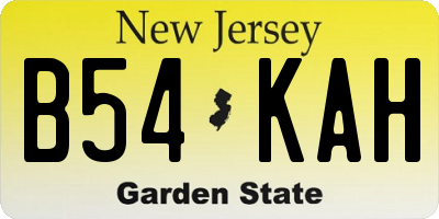 NJ license plate B54KAH