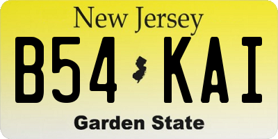 NJ license plate B54KAI