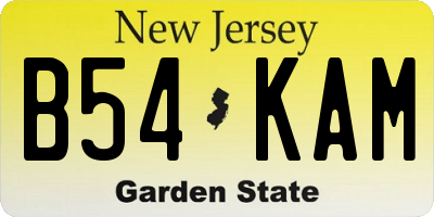 NJ license plate B54KAM