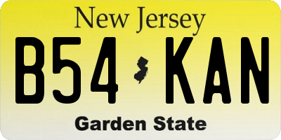 NJ license plate B54KAN