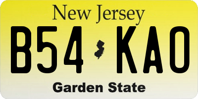 NJ license plate B54KAO