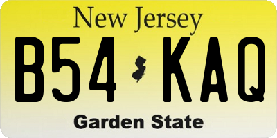 NJ license plate B54KAQ
