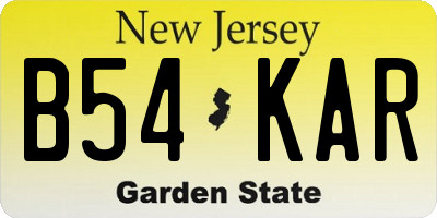 NJ license plate B54KAR