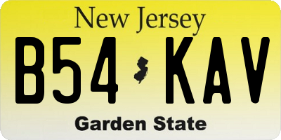 NJ license plate B54KAV