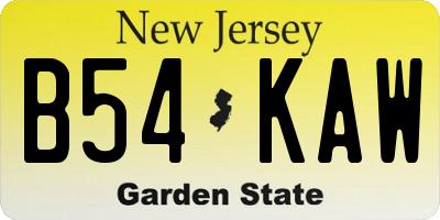 NJ license plate B54KAW