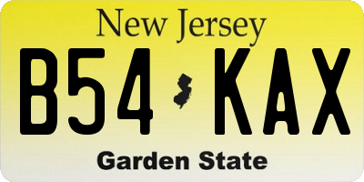 NJ license plate B54KAX