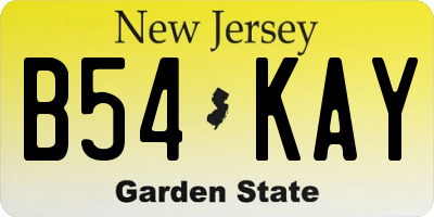 NJ license plate B54KAY