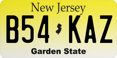 NJ license plate B54KAZ