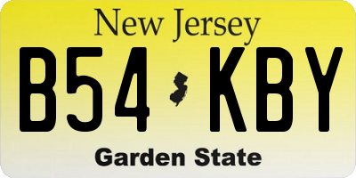 NJ license plate B54KBY