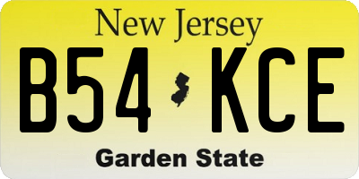NJ license plate B54KCE