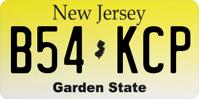 NJ license plate B54KCP
