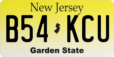 NJ license plate B54KCU