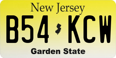 NJ license plate B54KCW