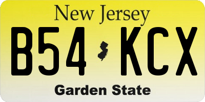 NJ license plate B54KCX