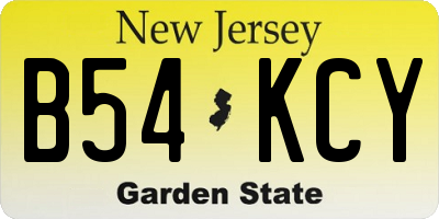 NJ license plate B54KCY