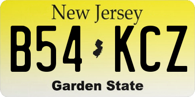 NJ license plate B54KCZ