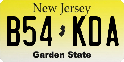 NJ license plate B54KDA