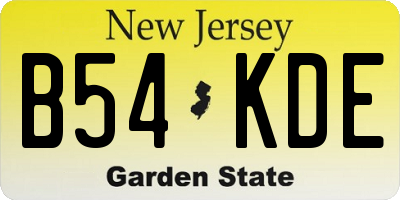 NJ license plate B54KDE