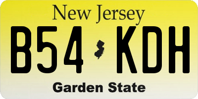 NJ license plate B54KDH