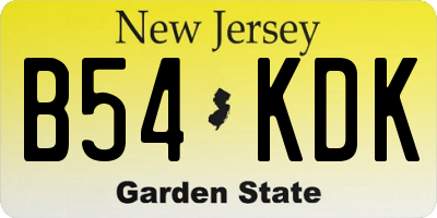 NJ license plate B54KDK