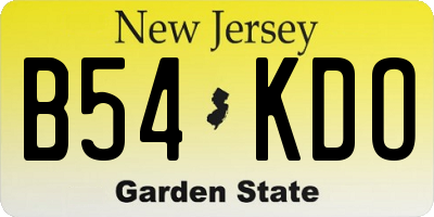 NJ license plate B54KDO