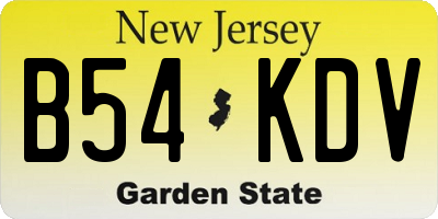 NJ license plate B54KDV