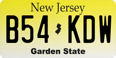 NJ license plate B54KDW