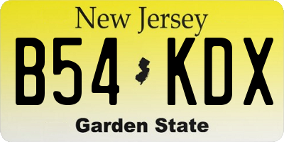 NJ license plate B54KDX