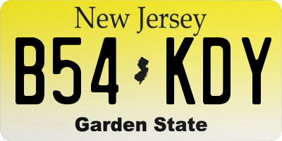 NJ license plate B54KDY