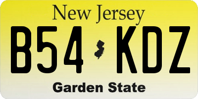 NJ license plate B54KDZ
