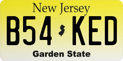 NJ license plate B54KED
