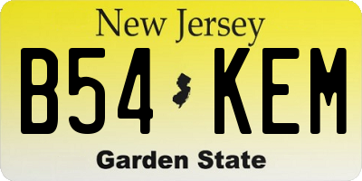 NJ license plate B54KEM