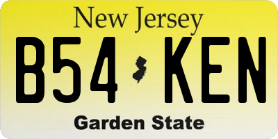 NJ license plate B54KEN