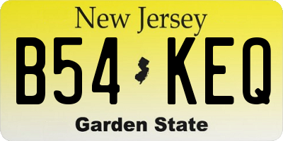 NJ license plate B54KEQ