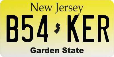 NJ license plate B54KER