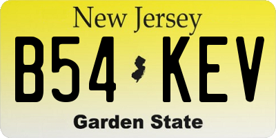 NJ license plate B54KEV