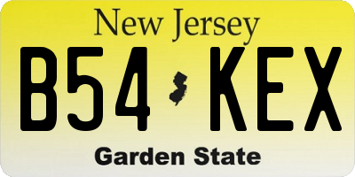 NJ license plate B54KEX
