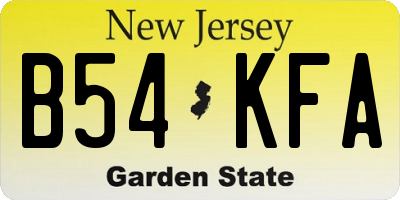 NJ license plate B54KFA
