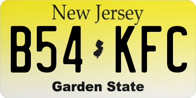 NJ license plate B54KFC