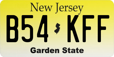 NJ license plate B54KFF