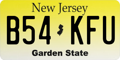 NJ license plate B54KFU