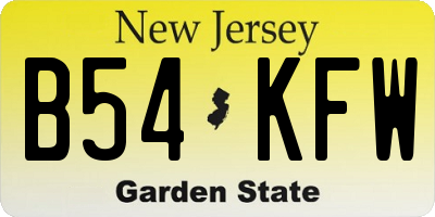 NJ license plate B54KFW