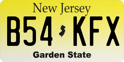 NJ license plate B54KFX