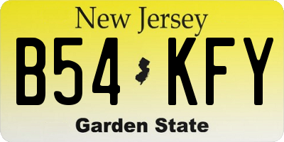 NJ license plate B54KFY