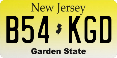 NJ license plate B54KGD