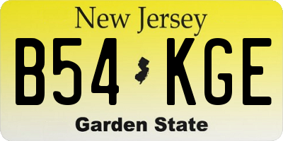 NJ license plate B54KGE