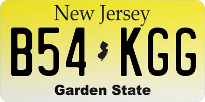 NJ license plate B54KGG