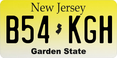 NJ license plate B54KGH