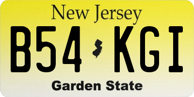 NJ license plate B54KGI